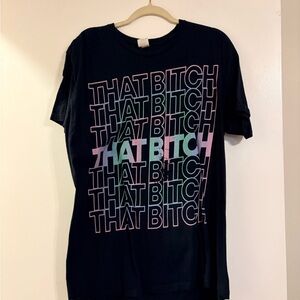 Graphic Black T-Shirt with Multicolor Text